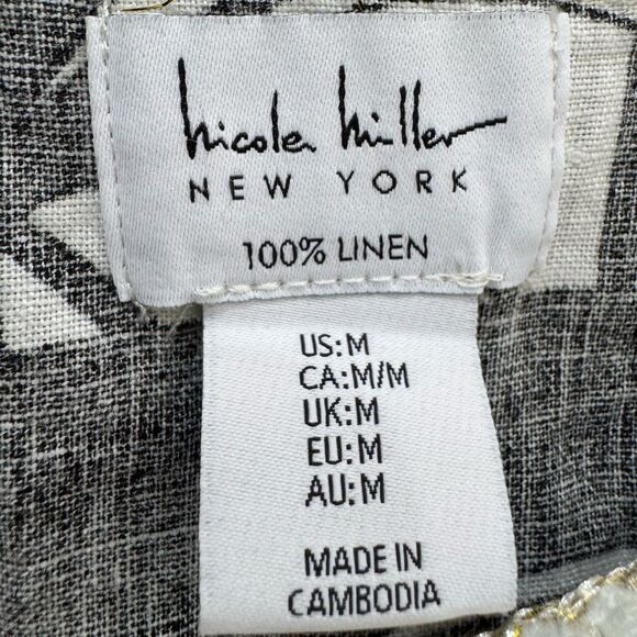 B/W Nicole Miller Patterned Linen Blouse Size M NWT - Picture 5 of 5